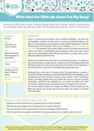 RE: What does the Bible say about the Big Bang? – KS3 and KS4