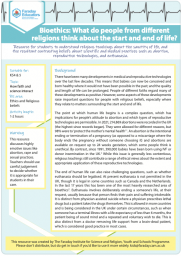 Bioethics KS4 and KS5