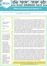 RE: What Is The Purpose Of Genesis 1? – KS3